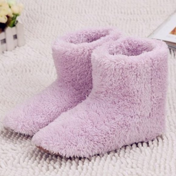Adults ONE SIZE FITS Heated Slippers Pink Usb Warmer Foot Shoes Plush Warm - Picture 2 of 3